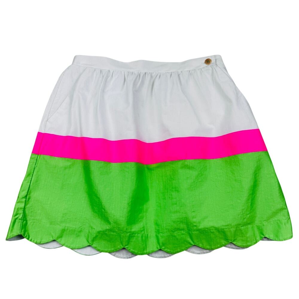 Lilly Pulitzer Mimosa Color Block Scalloped Cotton Mini Skirt Women's Size M